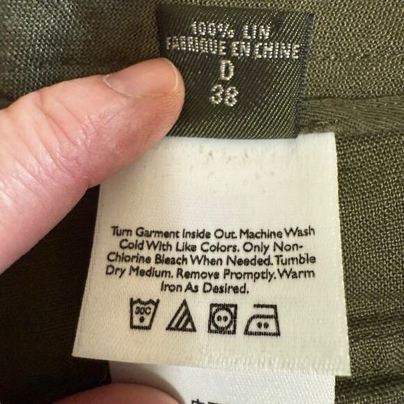 Eddie Bauer Pants Linen Green Women's 8 Cropped Wide Leg Fishingcore Granolagirl - Picture 5 of 10